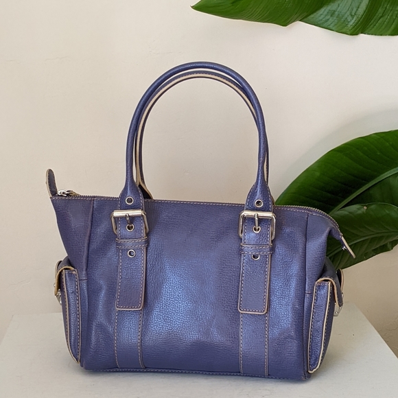 Hype Handbags - Hype Faux Vegan Leather Blue Satchel Bag Purse